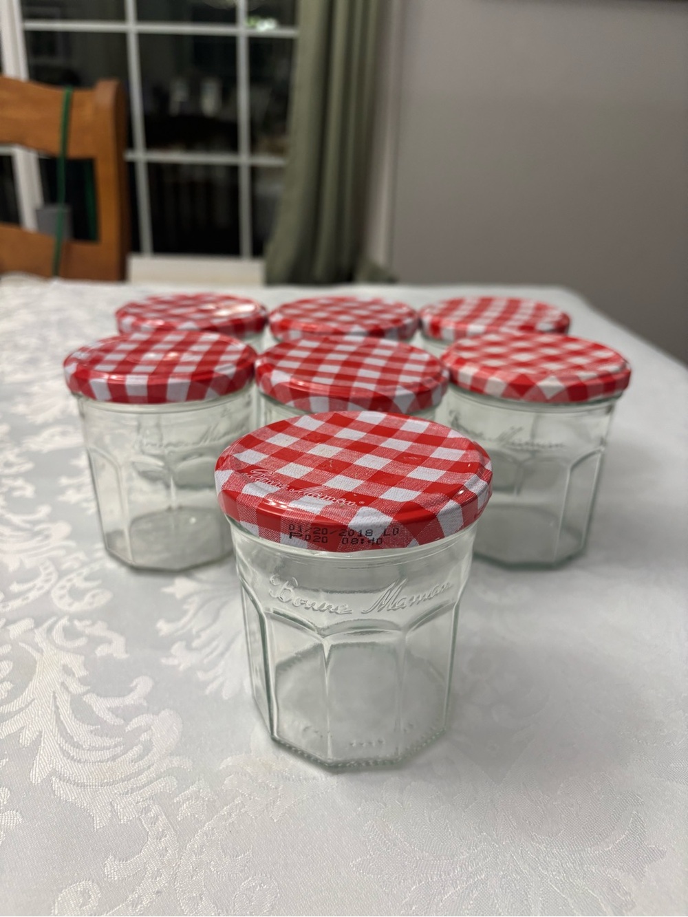 Bonne Maman Small Glass Jam Jars with Red Gingham Lids - Set of 7